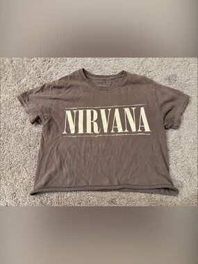 NIRVANA Brown Tee with Cream Logo